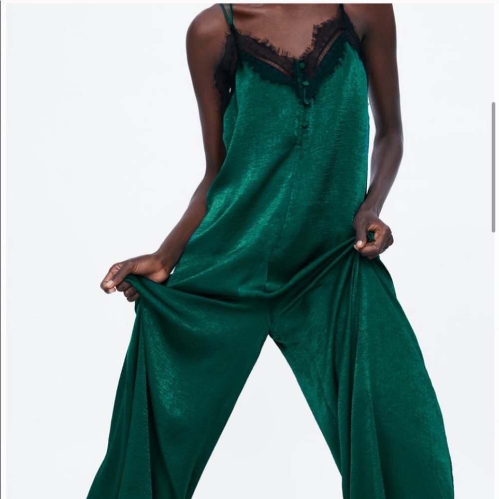 Zara satin effect lingerie style jumpsuit